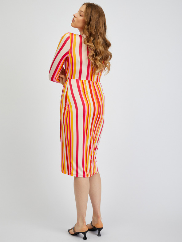 Orsay Червено-оранжева дамска рокля на райе ORSAY