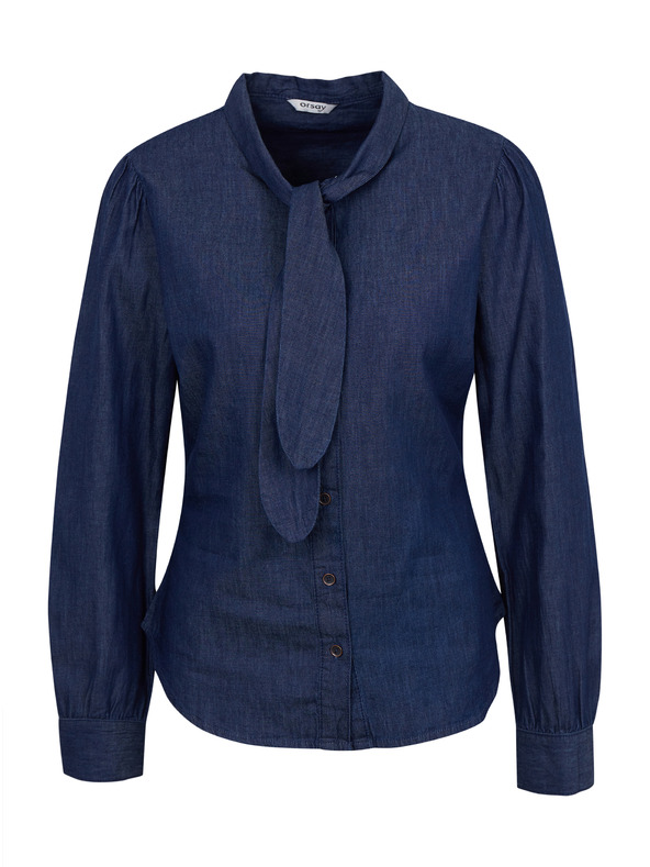 Orsay Тъмносиня дамска дънкова риза с декоративен детайл ORSAY