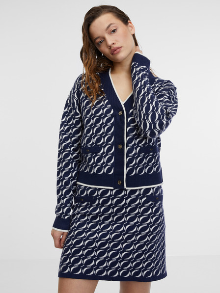 Orsay Тъмно синя дамска жилетка с десен ORSAY