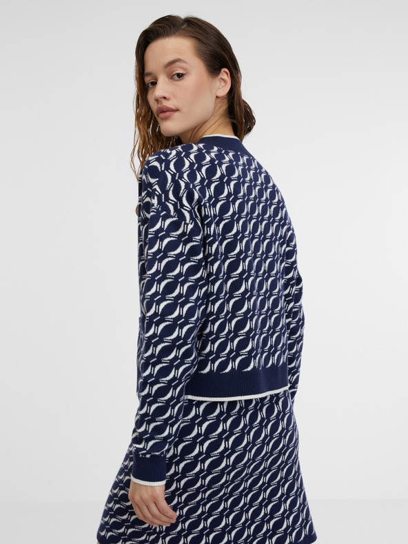 Orsay Тъмно синя дамска жилетка с десен ORSAY