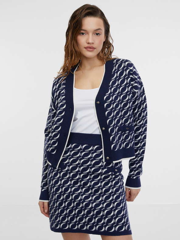 Orsay Тъмно синя дамска жилетка с десен ORSAY