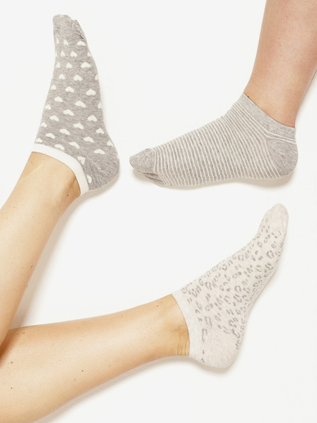 CAMAIEU ACOEURSOCKS КОМПЛЕКТ 3 ЧОРАПИ СЪРЦЕ, раирани UNI