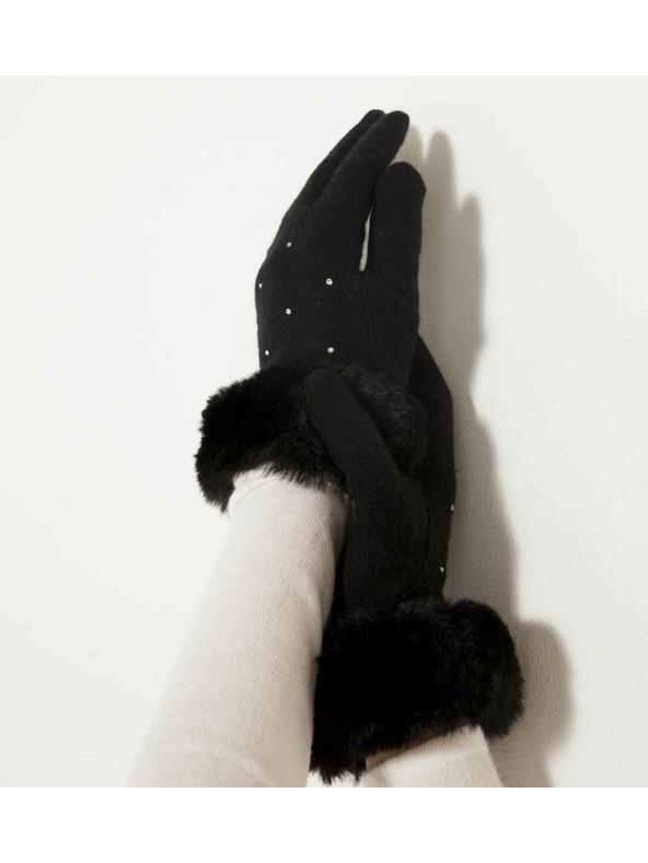 CAMAIEU AFURSTRASS ръкавици китка филц с пухкави копчета за докосване на ръка