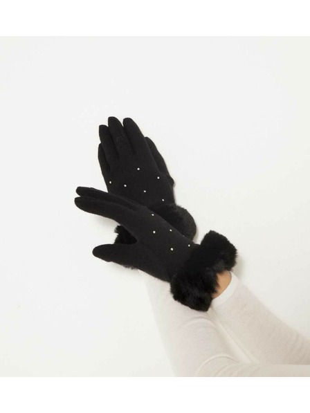 CAMAIEU AFURSTRASS ръкавици китка филц с пухкави копчета за докосване на ръка