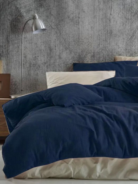 Kvalitex Муселинов спален комплект 140x200, 70x90см тъмносин Kvalitex