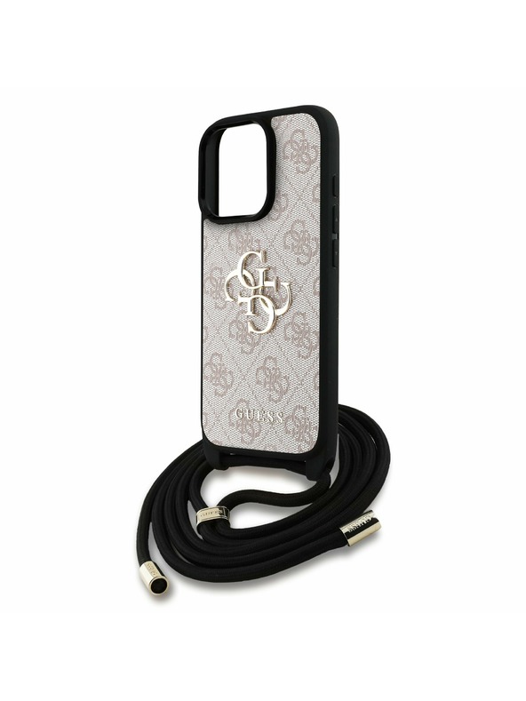 Guess Guess PU 4G Metal Logo Crossbody Ремък Заден капак за iPhone 16 Pro Розово