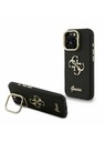 Guess Guess PU Grained 4G Logo Stand Camera Frame Заден капак за iPhone 15 Pro Max Черно