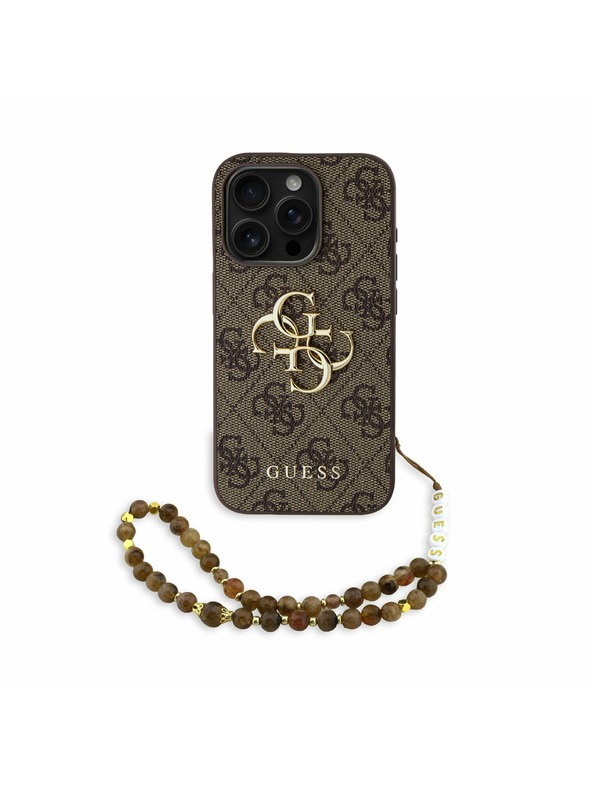 Guess Guess PU 4G Metal Logo Strap Заден капак за iPhone 15 Pro Max Кафяво
