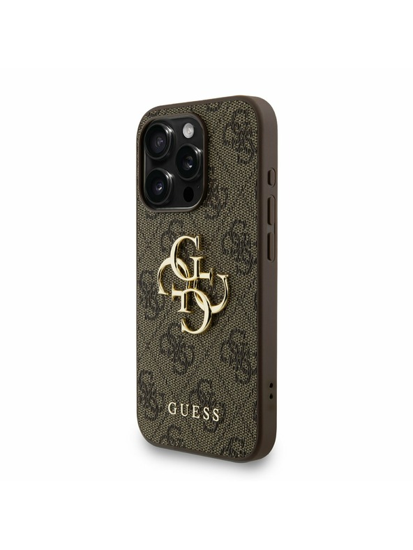 Guess Guess PU 4G Metal Logo Strap Заден капак за iPhone 15 Pro Max Кафяво