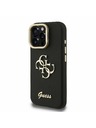 Guess Guess PU Grained 4G Logo Stand Camera Frame Заден капак за iPhone 15 Pro Черно