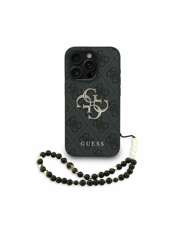 Guess Guess PU 4G Metal Logo Strap Заден капак за iPhone 15 Pro Черно