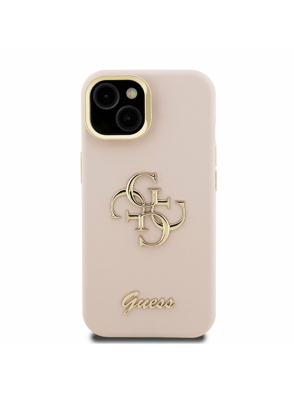 Guess Guess PU Grained 4G Logo Stand Camera Frame Заден капак за iPhone 13 Розово