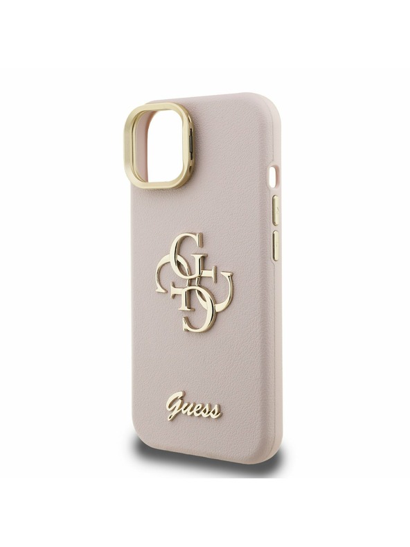 Guess Guess PU Grained 4G Logo Stand Camera Frame Заден капак за iPhone 13 Розово