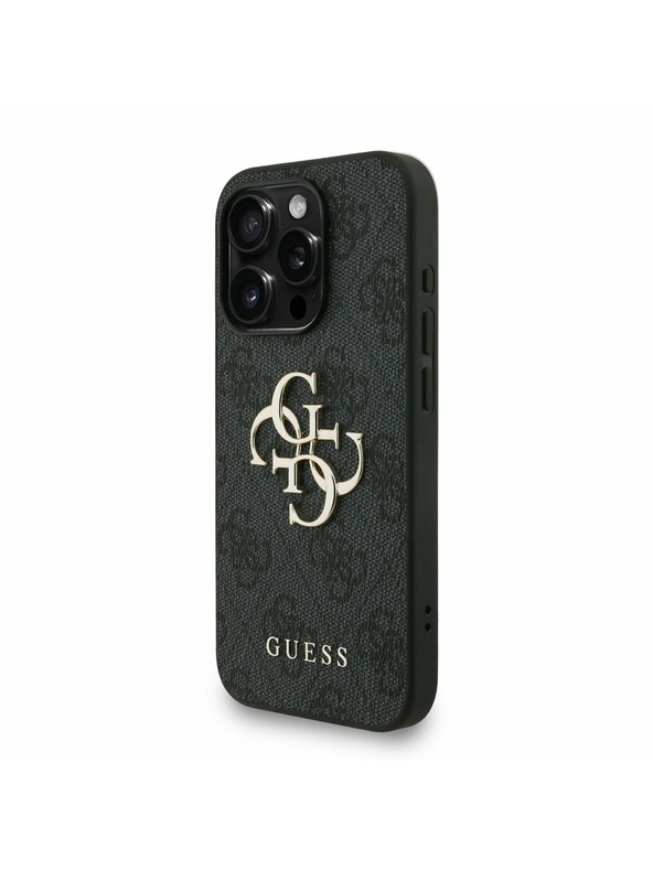 Guess Guess PU 4G Metal Logo Strap Заден капак за iPhone 15 Pro Max Черно