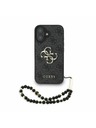 Guess Guess PU 4G Metal Logo Strap Заден капак за iPhone 16 Черно