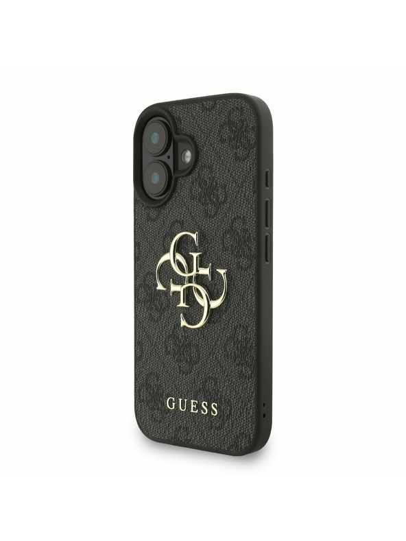 Guess Guess PU 4G Metal Logo Strap Заден капак за iPhone 16 Черно