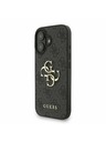 Guess Guess PU 4G Metal Logo Strap Заден капак за iPhone 16 Черно