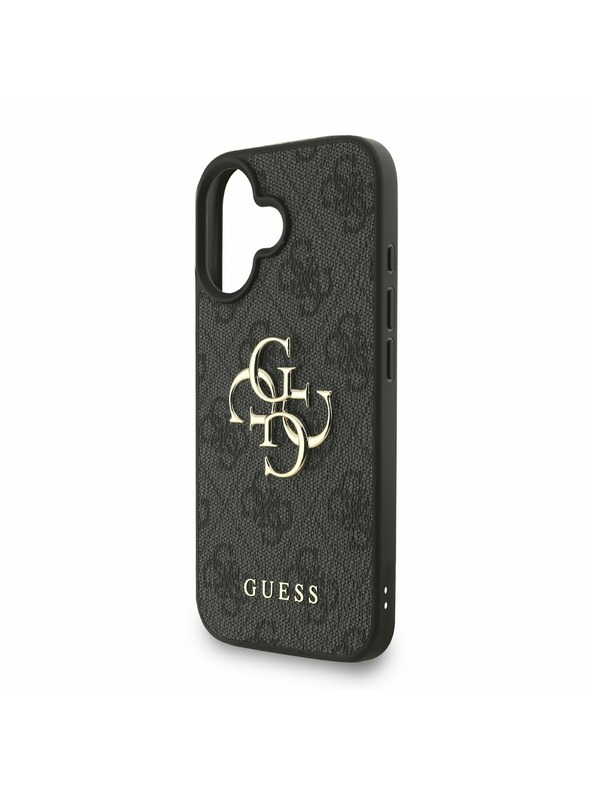 Guess Guess PU 4G Metal Logo Strap Заден капак за iPhone 16 Черно