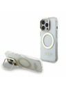 Guess Guess IML Gold Outline Stand Camera Frame MagSafe Заден капак за iPhone 16 Pro Прозрачно