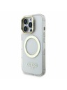 Guess Guess IML Gold Outline Stand Camera Frame MagSafe Заден капак за iPhone 16 Pro Прозрачно