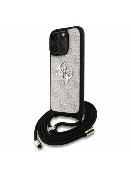 Guess Guess PU 4G Metal Logo Crossbody Ремък Заден капак за iPhone 15 Pro Розово