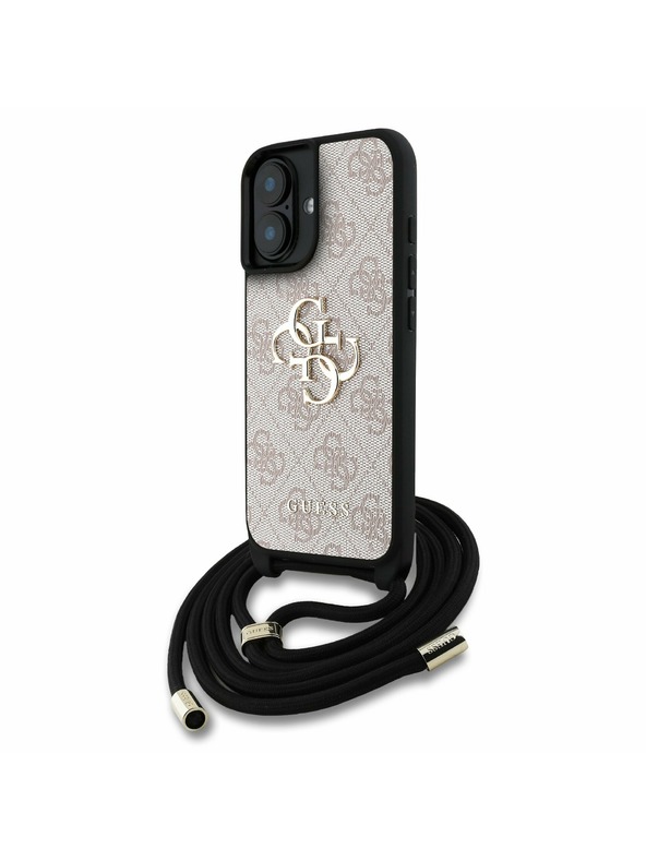 Guess Guess PU 4G Metal Logo Crossbody Ремък Заден капак за iPhone 16 Розово