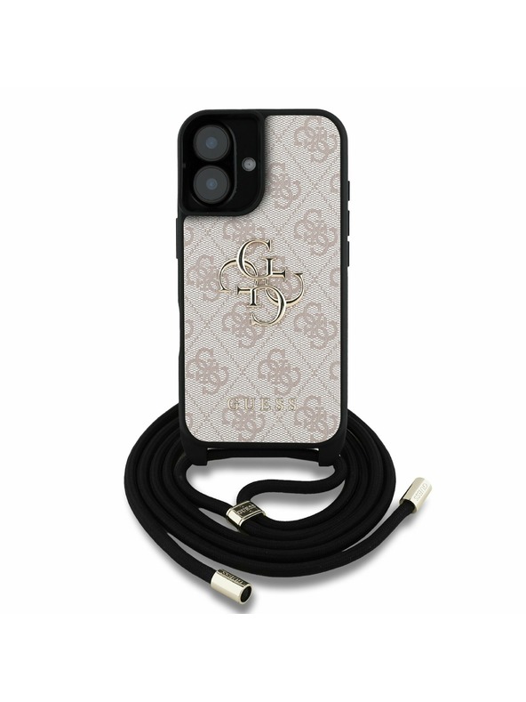 Guess Guess PU 4G Metal Logo Crossbody Ремък Заден капак за iPhone 16 Розово