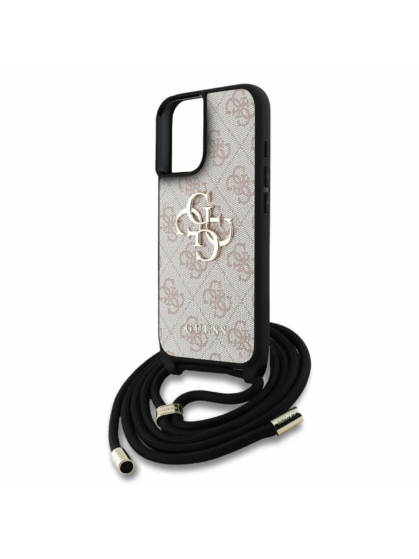 Guess Guess PU 4G Metal Logo Crossbody Ремък Заден капак за iPhone 16 Розово