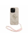 Guess Guess PU 4G Metal Logo Strap Заден капак за iPhone 16 Pro Max Розово