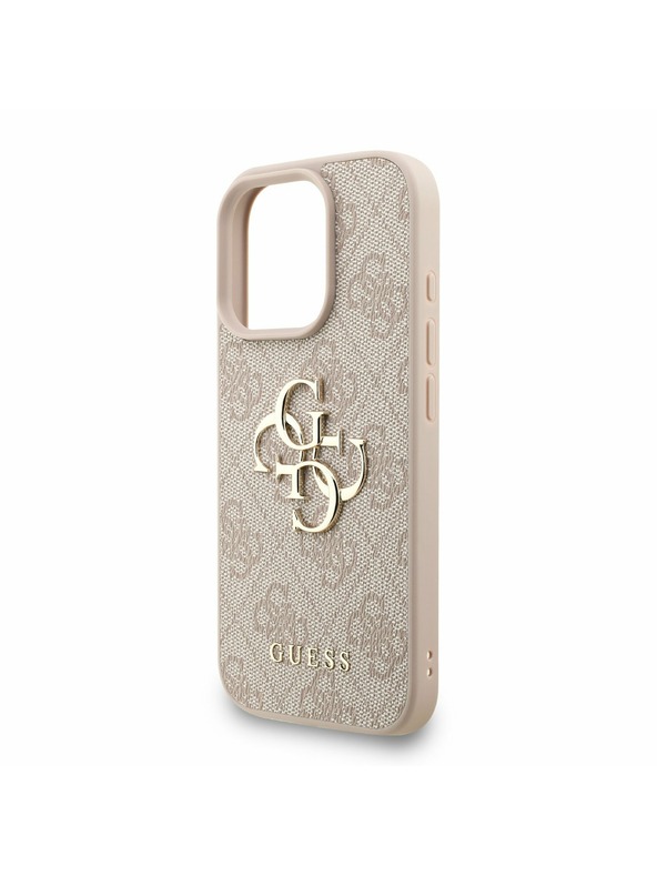 Guess Guess PU 4G Metal Logo Strap Заден капак за iPhone 16 Pro Max Розово