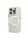 Guess Guess IML Gold Outline Stand Camera Frame MagSafe Заден капак за iPhone 16 Pro Max Прозрачно