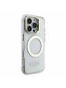 Guess Guess IML Gold Outline Stand Camera Frame MagSafe Заден капак за iPhone 16 Pro Max Прозрачно