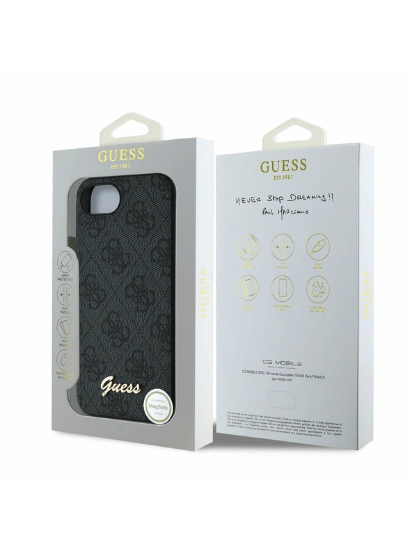 Guess Guess 4G заден калъф за iPhone 16e сив
