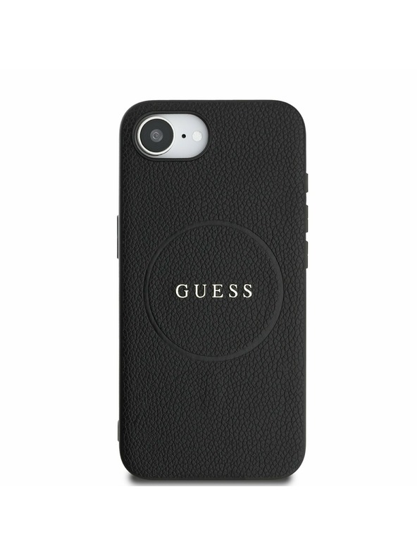 Guess Guess PU зърнест класически лого MagSafe заден калъф за iPhone 16e черен