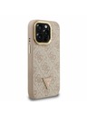 Guess Guess PU 4G Strass триъгълен лого стойка Camera Frame MagSafe заден калъф за iPhone 15 Pro розов