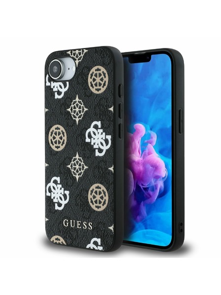 Guess Guess PU 4G Peony MagSafe заден калъф за iPhone 16e черен