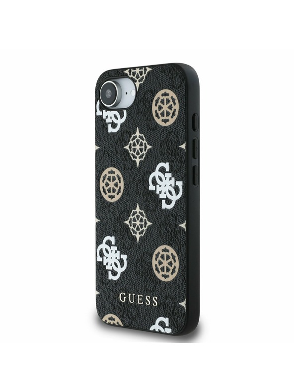 Guess Guess PU 4G Peony MagSafe заден калъф за iPhone 16e черен