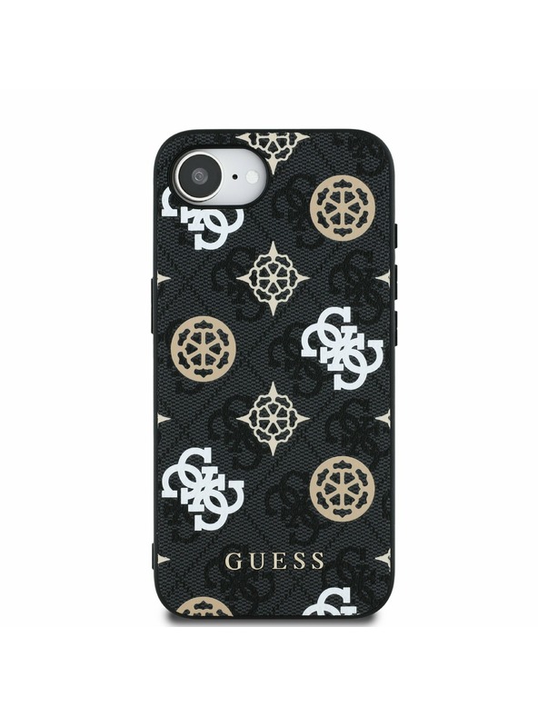 Guess Guess PU 4G Peony MagSafe заден калъф за iPhone 16e черен