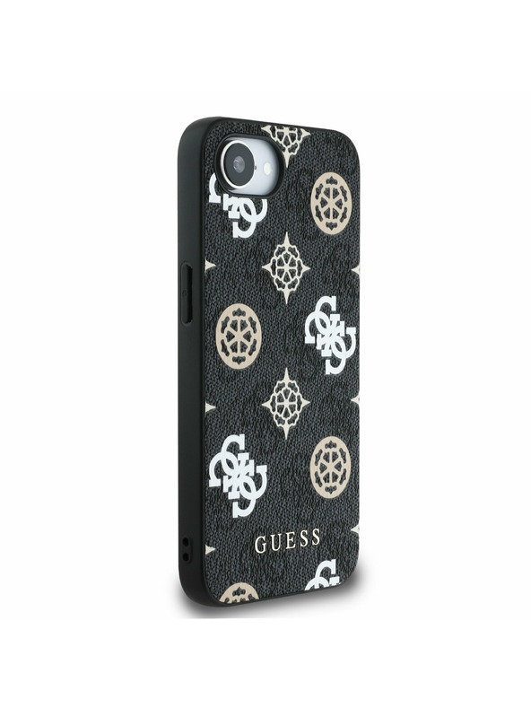 Guess Guess PU 4G Peony MagSafe заден калъф за iPhone 16e черен
