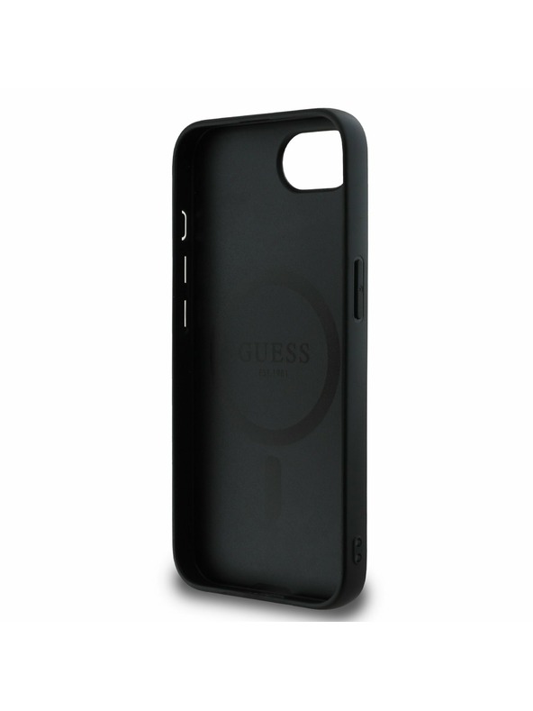 Guess Guess PU 4G Peony MagSafe заден калъф за iPhone 16e черен