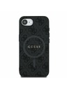 Guess Guess PU кожен 4G цветен пръстен MagSafe заден калъф за iPhone 16e черен
