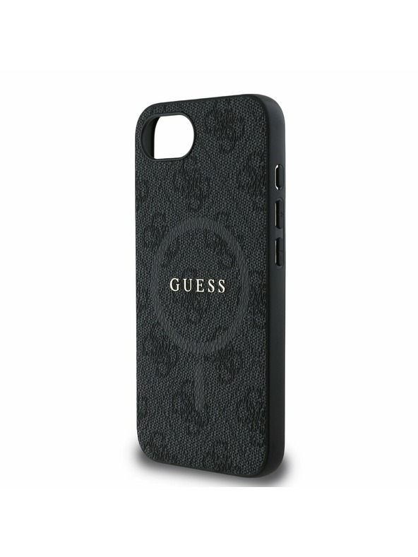 Guess Guess PU кожен 4G цветен пръстен MagSafe заден калъф за iPhone 16e черен