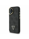 Guess Guess PU 4G Strass триъгълен лого стойка Camera Frame MagSafe заден калъф за iPhone 16 черен