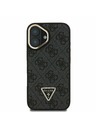 Guess Guess PU 4G Strass триъгълен лого стойка Camera Frame MagSafe заден калъф за iPhone 16 черен