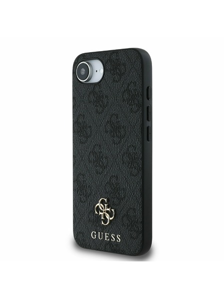 Guess Guess PU 4G малък метален лого MagSafe заден калъф за iPhone 16e сив