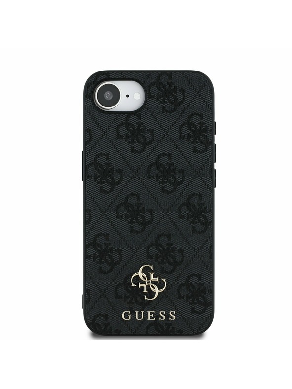 Guess Guess PU 4G малък метален лого MagSafe заден калъф за iPhone 16e сив