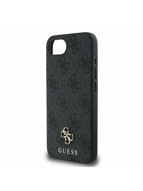 Guess Guess PU 4G малък метален лого MagSafe заден калъф за iPhone 16e сив