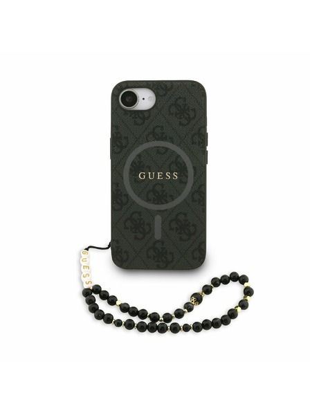 Guess Guess PU Leather 4G Colored Ring Strap MagSafe Заден калъф за iPhone 16e Black