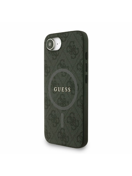 Guess Guess PU Leather 4G Colored Ring Strap MagSafe Заден калъф за iPhone 16e Black