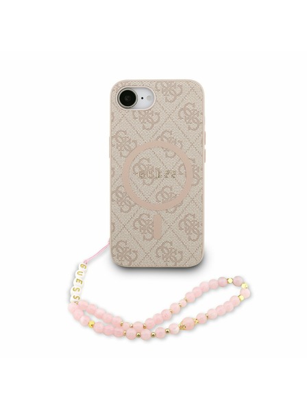 Guess Guess PU Leather 4G Colored Ring Strap MagSafe Заден калъф за iPhone 16e Pink